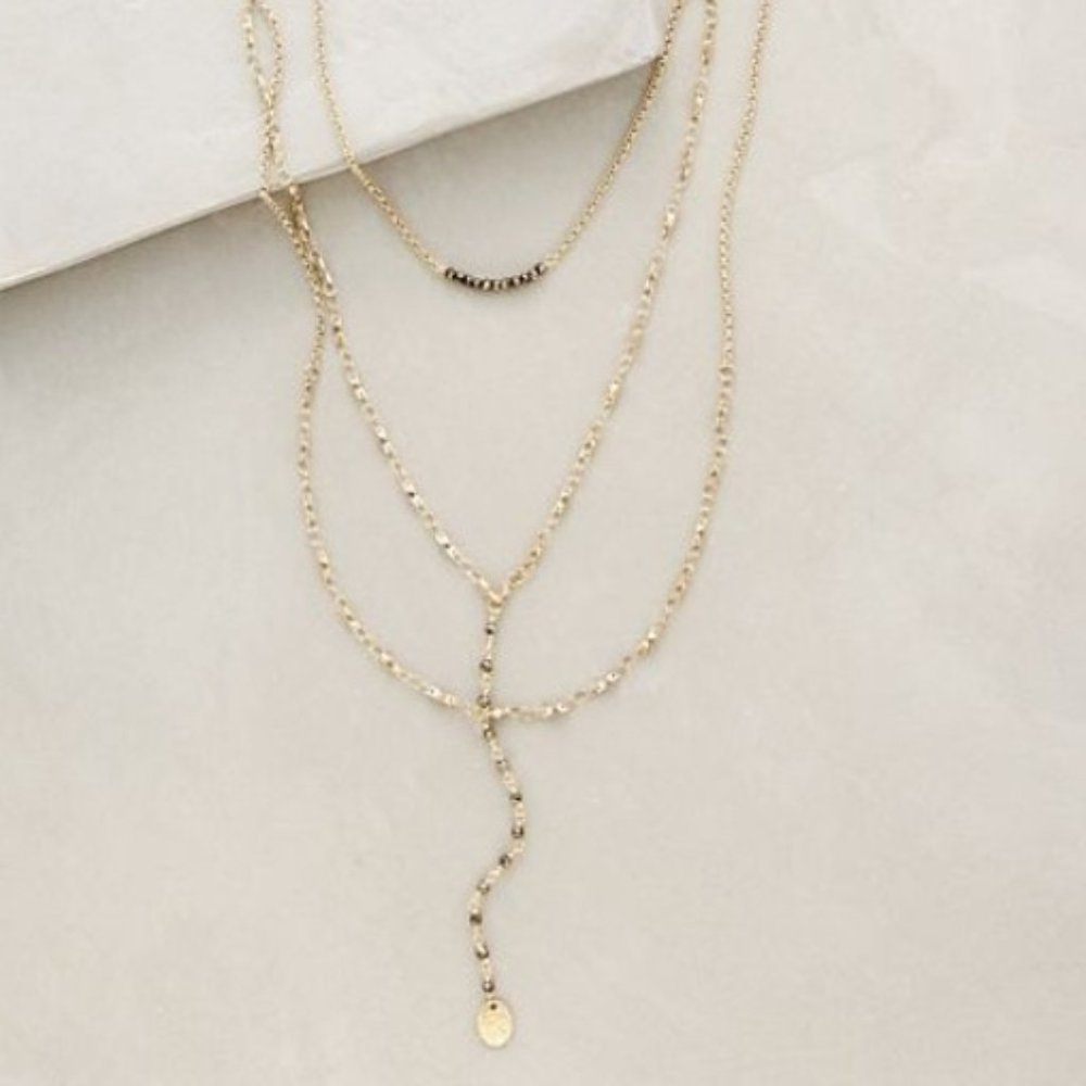 Anthropologie  - 3 Strand Necklace w/Pyrite Beads